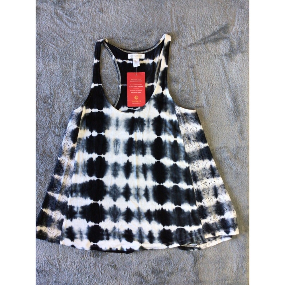 EVEREVE Element Black/White Trails Racerback Tank Size Medium‎ NWT
